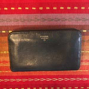 Fossil Leather Wallet, Blue and Lavender